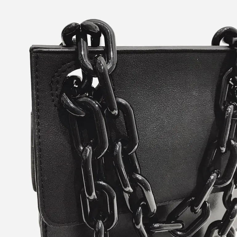 Petit sac besace avec anse bandoulière à chaîne en grosse maille noire^Sac Bandoulière Store