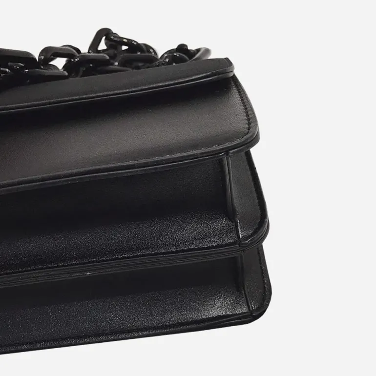 Petit sac besace avec anse bandoulière à chaîne en grosse maille noire^Sac Bandoulière Store
