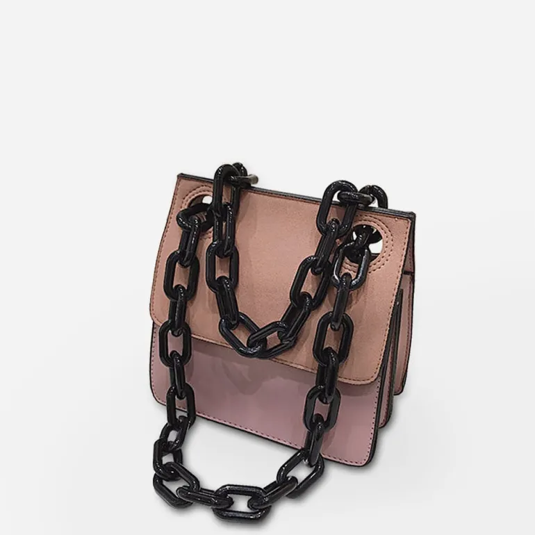 Petit sac besace avec anse bandoulière à chaîne en grosse maille noire^Sac Bandoulière Store