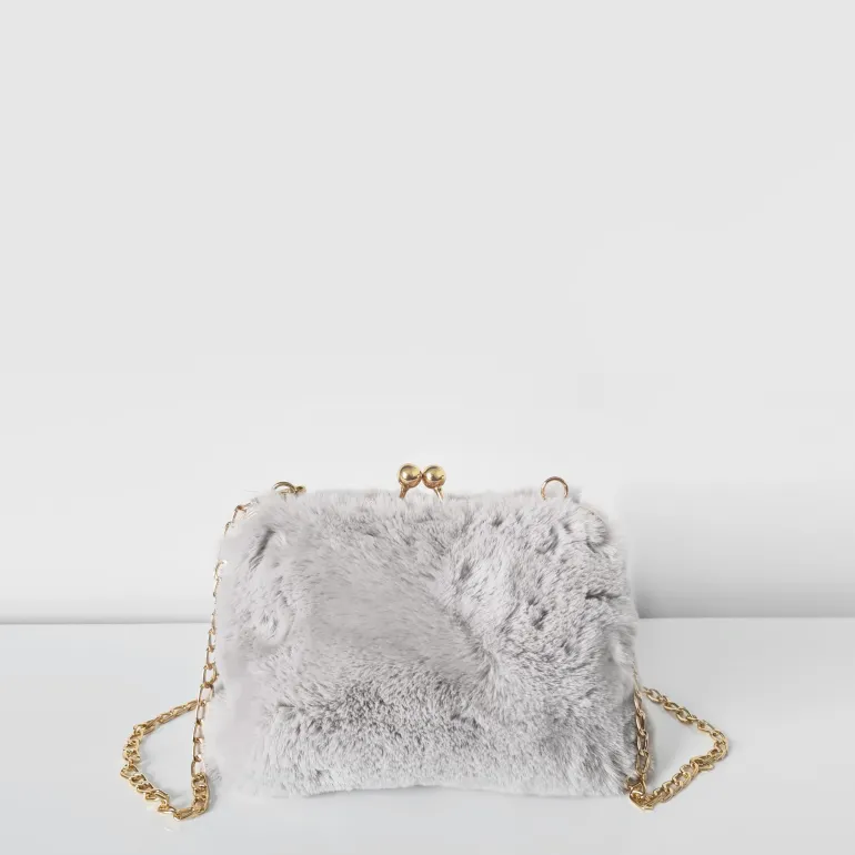 Petit sac fourrure clic clac avec bandoulière à chaîne dorée^Sac Bandoulière Cheap