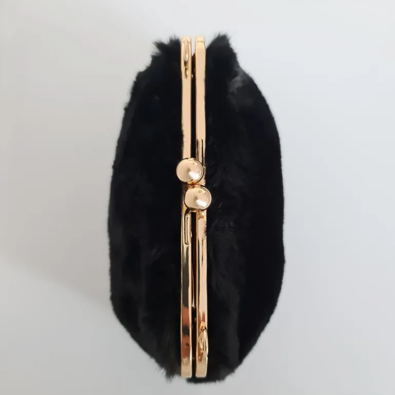 Petit sac fourrure clic clac avec bandoulière à chaîne dorée^Sac Bandoulière Cheap