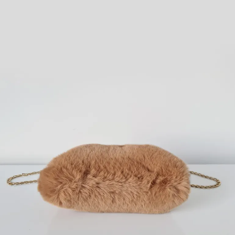 Petit sac fourrure clic clac avec bandoulière à chaîne dorée^Sac Bandoulière Cheap