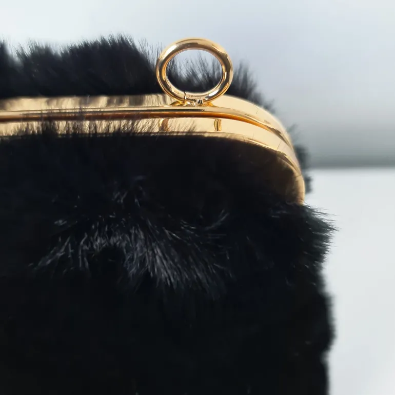 Petit sac fourrure clic clac avec bandoulière à chaîne dorée^Sac Bandoulière Cheap