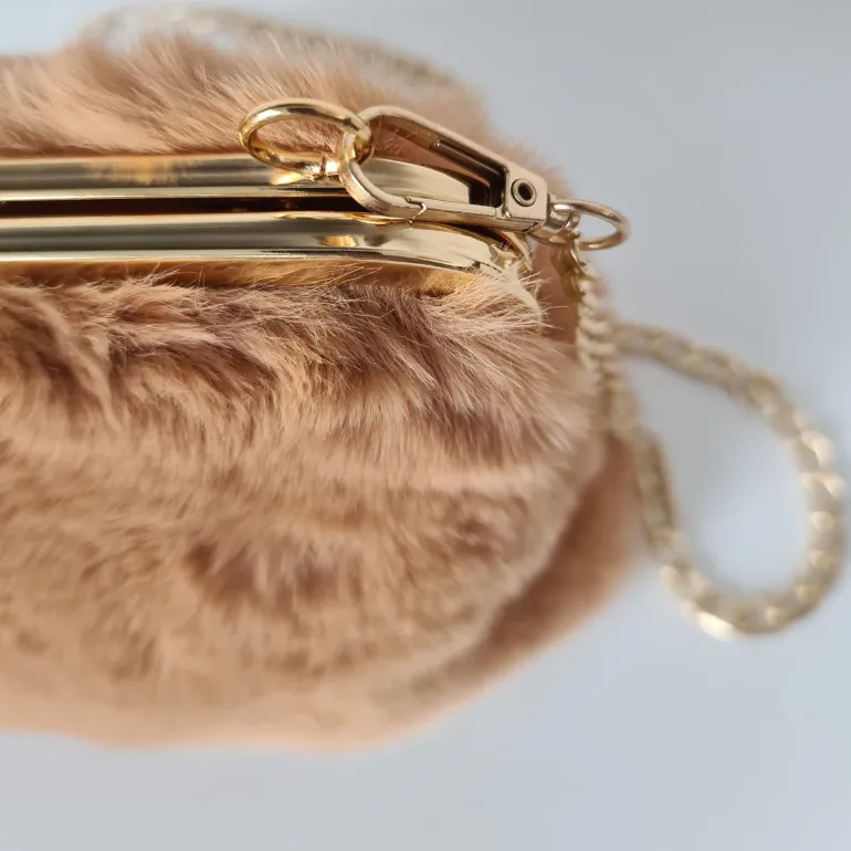 Petit sac fourrure clic clac avec bandoulière à chaîne dorée^Sac Bandoulière Cheap
