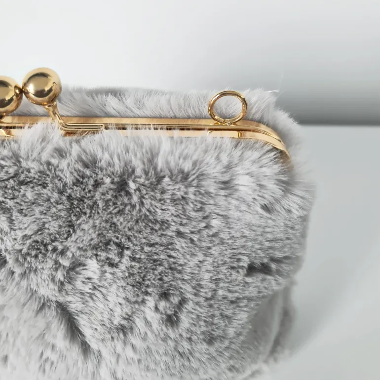 Petit sac fourrure clic clac avec bandoulière à chaîne dorée^Sac Bandoulière Cheap