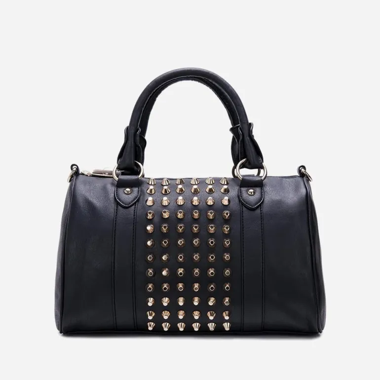Sac à main cuir clouté type bowling^Sac Bandoulière Sale