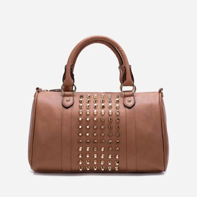 Sac à main cuir clouté type bowling^Sac Bandoulière Sale