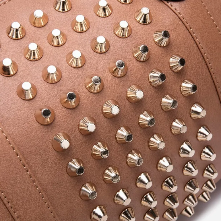 Sac à main cuir clouté type bowling^Sac Bandoulière Sale