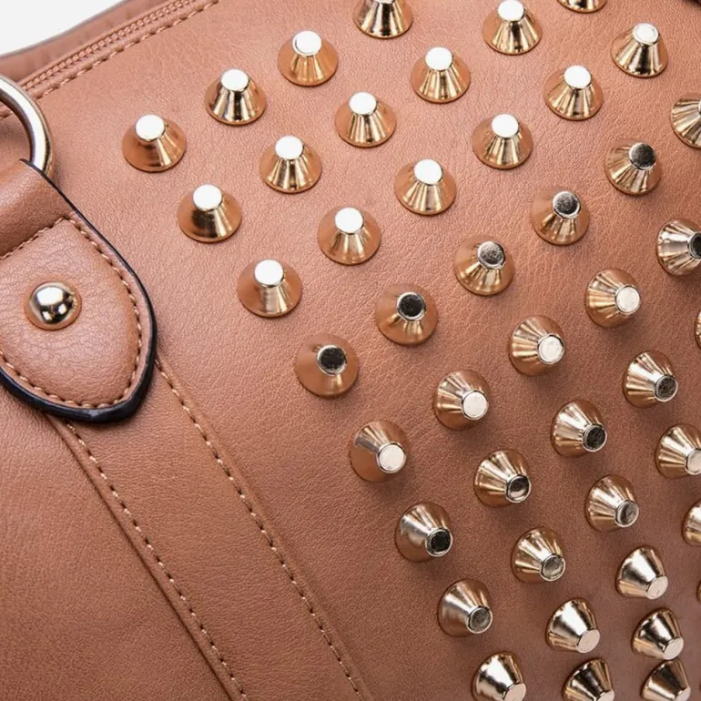 Sac à main cuir clouté type bowling^Sac Bandoulière Sale