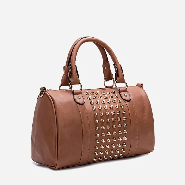 Sac à main cuir clouté type bowling^Sac Bandoulière Sale