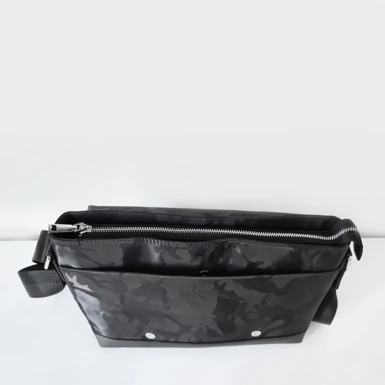Sac besace Oxford camouflage avec garniture cuir safiano^Sac Bandoulière Cheap