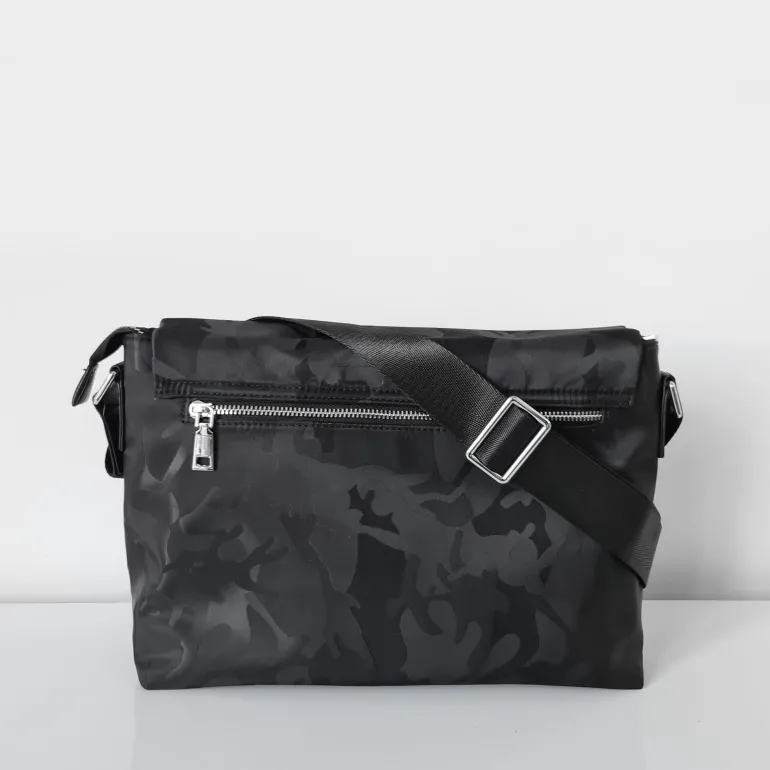 Sac besace Oxford camouflage avec garniture cuir safiano^Sac Bandoulière Cheap