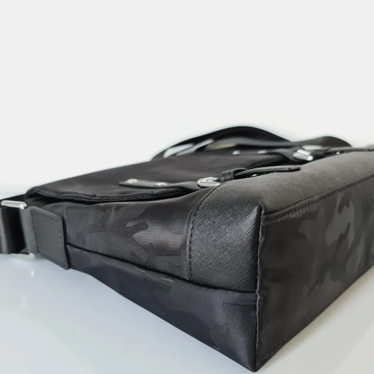 Sac besace Oxford camouflage avec garniture cuir safiano^Sac Bandoulière Cheap