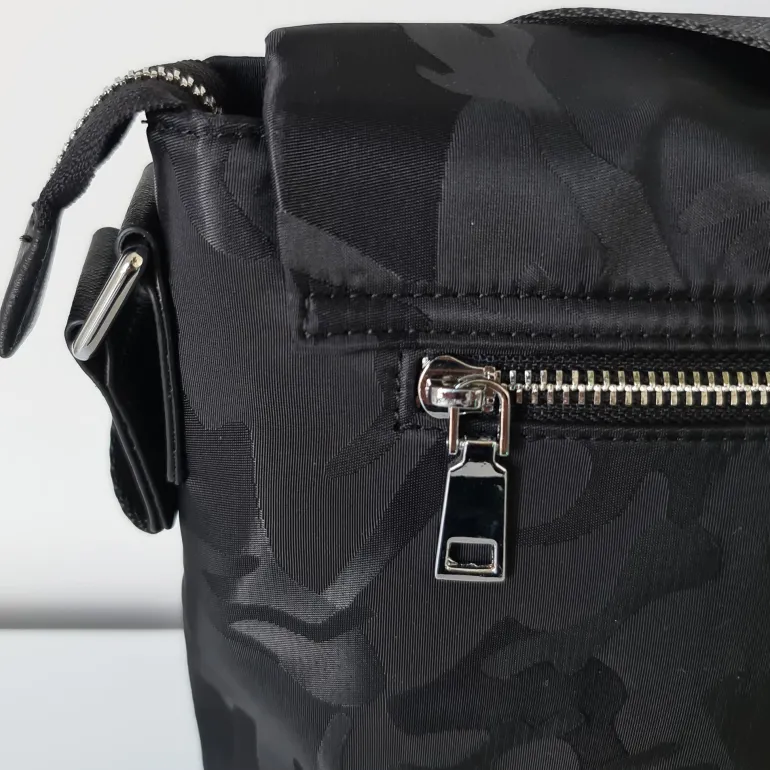 Sac besace Oxford camouflage avec garniture cuir safiano^Sac Bandoulière Cheap
