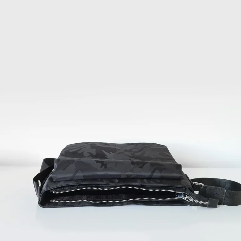 Sac besace Oxford camouflage avec garniture cuir safiano^Sac Bandoulière Cheap
