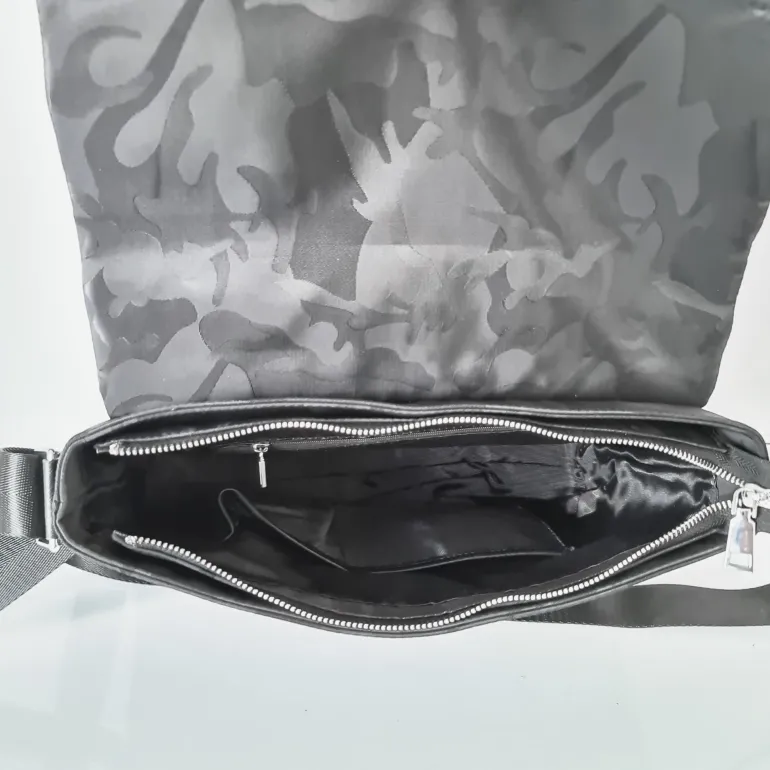Sac besace Oxford camouflage avec garniture cuir safiano^Sac Bandoulière Cheap